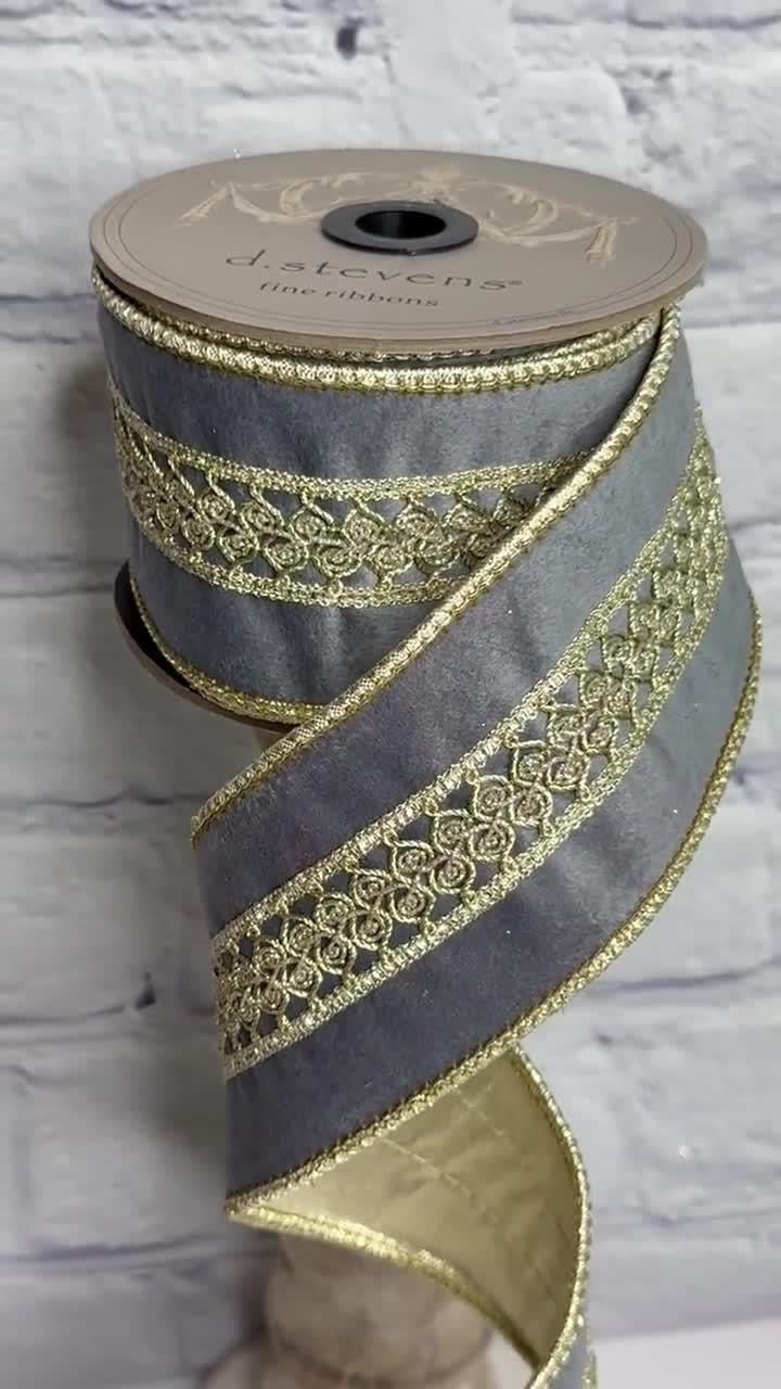 Platinum Velvet 2.5” X 5 Yards, D. Stevens Premium Ribbon, 87-1438