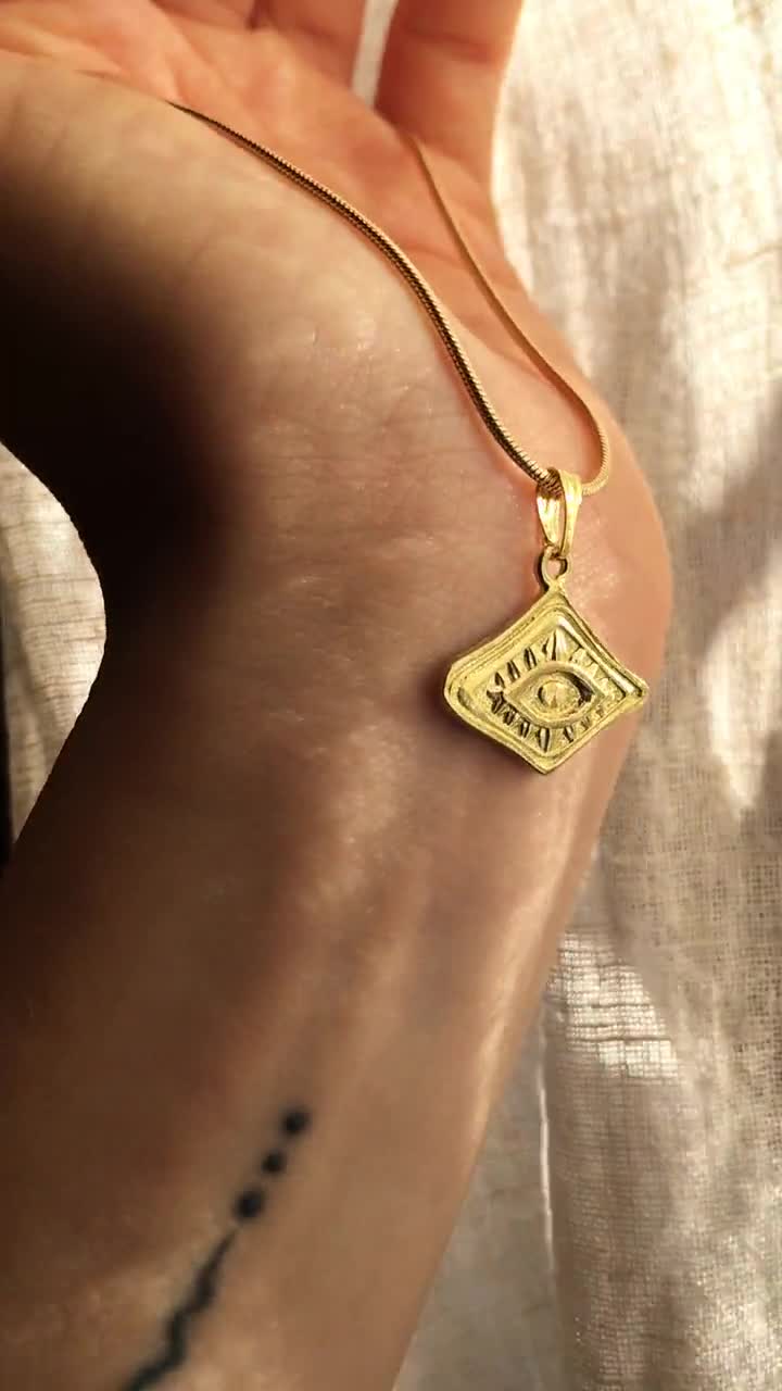 Boho Gold \u0026 Silver Eye Necklace // Set with Earrings | Festival Accessory |  Ethnic Hippie Style Antique, image size:720x1280