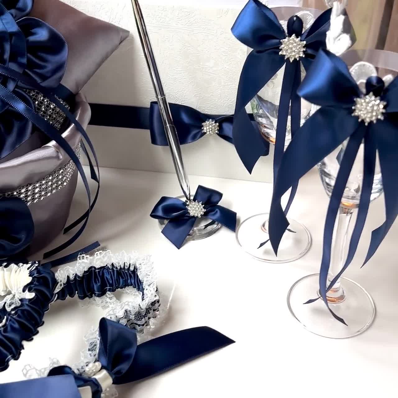 Navy Wedding Garters Bridal Garter Set Navy Blue Garters Navy Prom