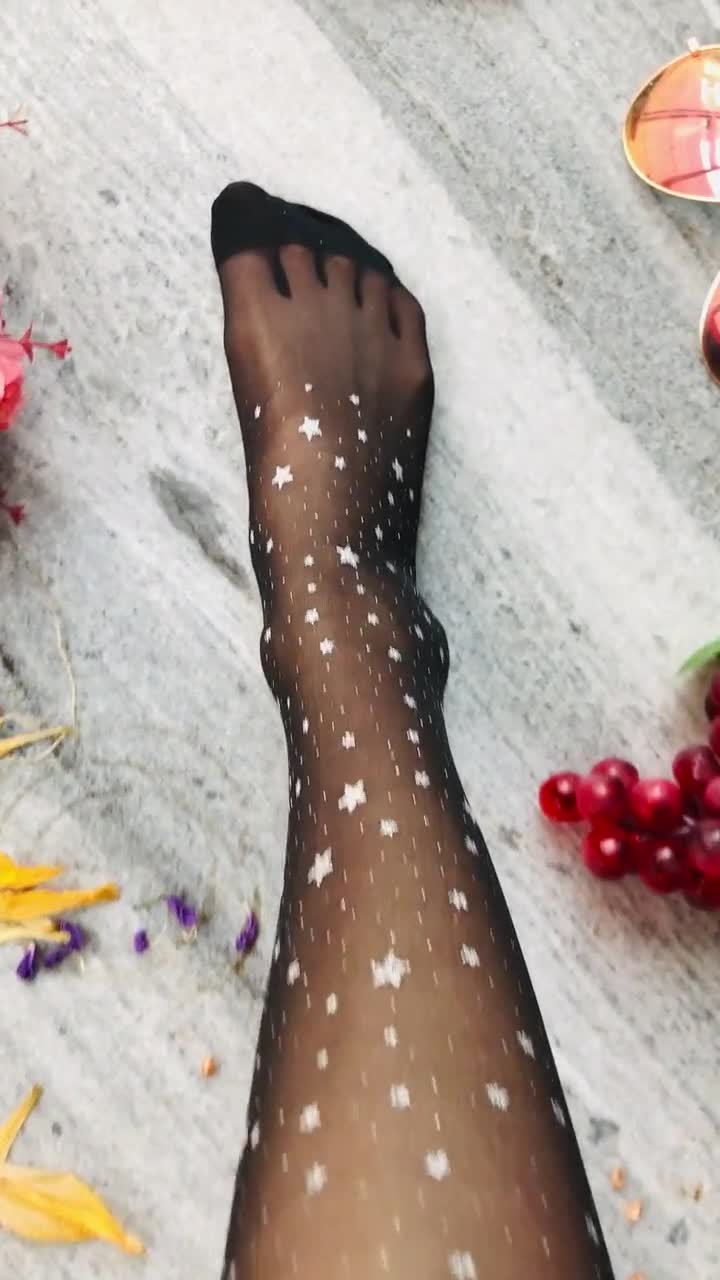 Sparkly Glitter Star Tights, Shiny Pantyhose, Sexy Sheer Stockings