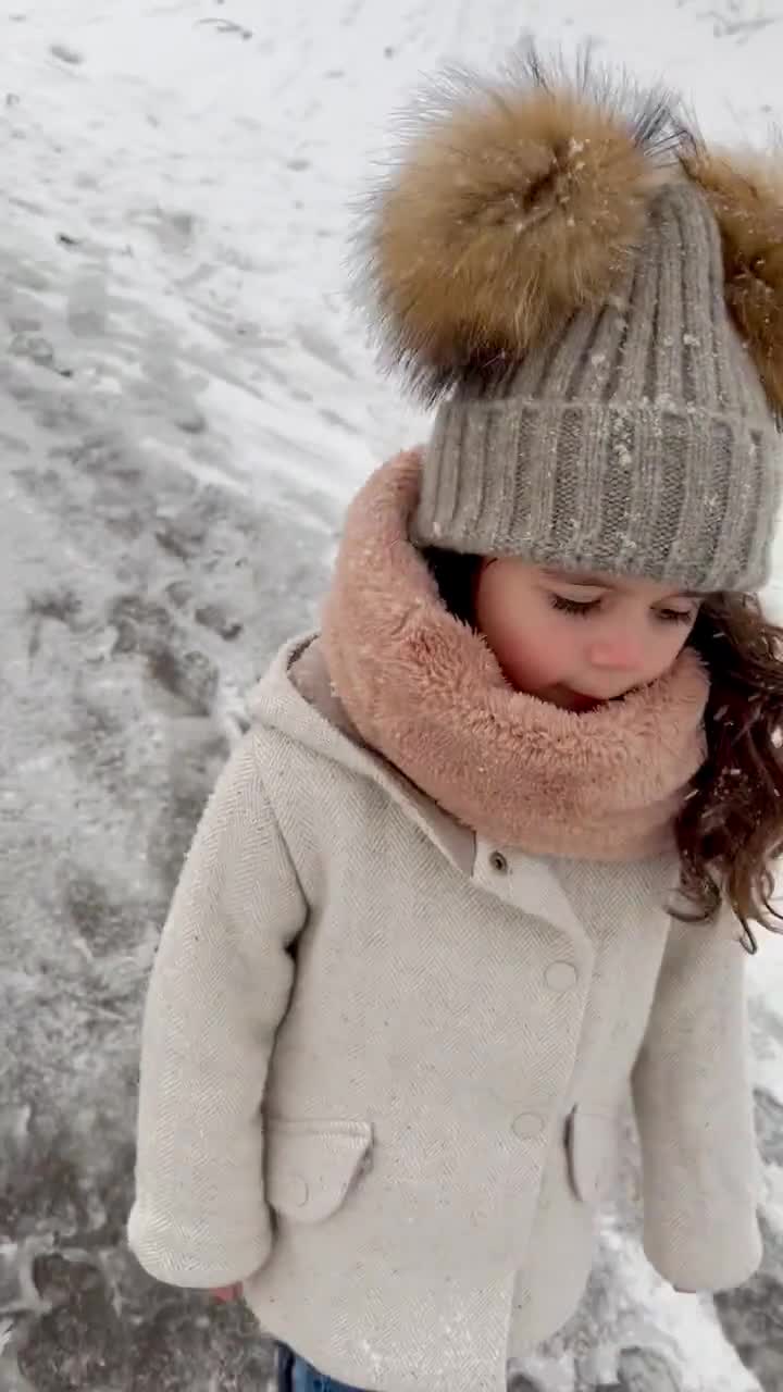 Toddler/Child Double Pom Beanie Hat - Fleece Lined – Beauty Bird Vintage