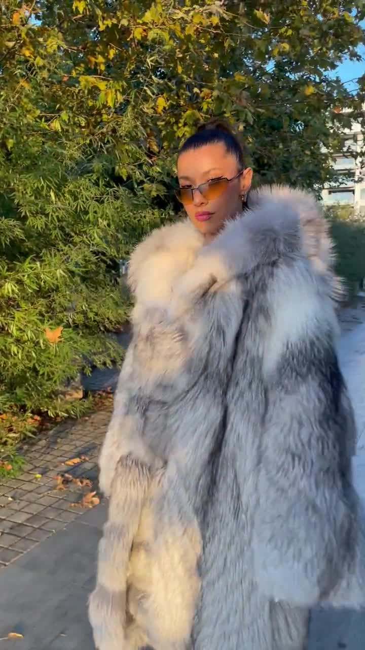 Buy LUXURY PLATINUM FOX Fur Jacket ,customized Coat With Whole