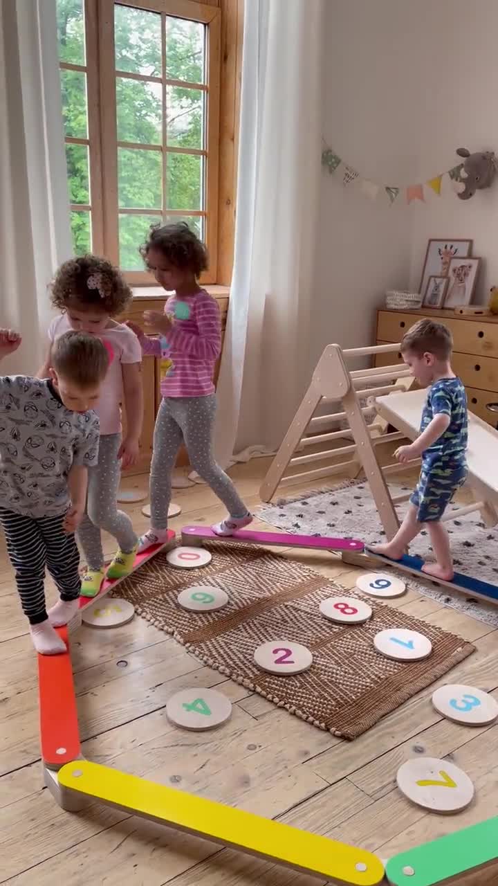 Balance Beam Set + Stepping Stone Kid, Montessori Furniture, Balance Board,  Wooden Balance Beam, Montessori Toy, Toddler Gift