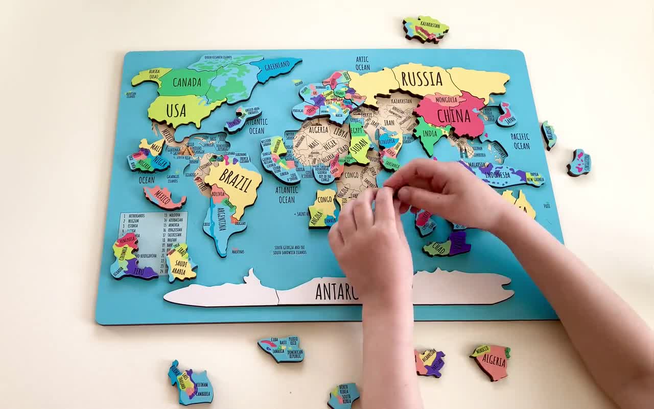 World Map Puzzle - Montessori Learning by Playing Materials – Montessori  Choice