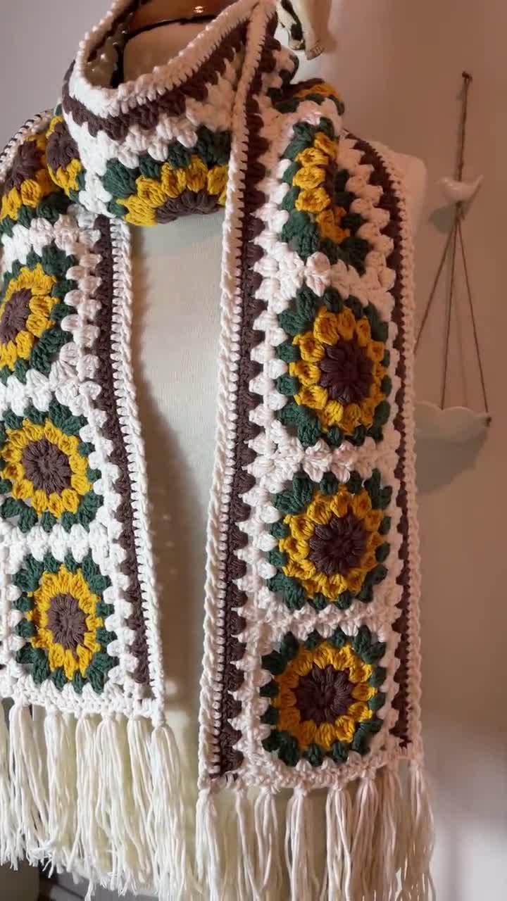 crochet sunflower scarf
