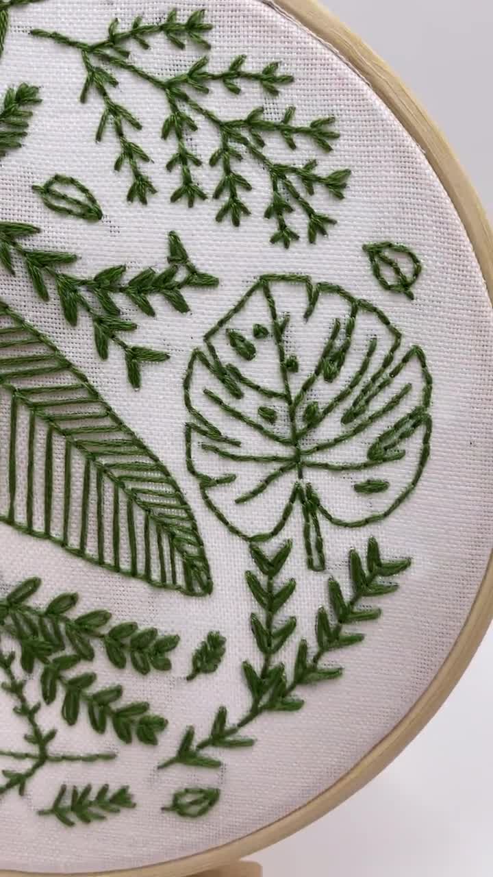 Tropical Leaves PDF Download Embroidery Pattern, Leaves Embroidery Design,  DIY Plant Lover Decoration Kit, Written Guides 