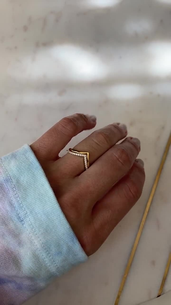 Buy Geometric V Stainless Steel Gold Ring, Modern Shape Rock Style Bold  Design Stacking Delicate Minimalist Layered Chic Ring, Gift for Her Online  in India - Etsy