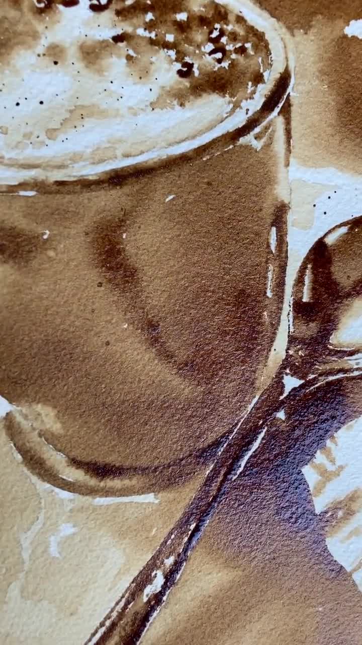 mayu様 ページ ／　藤の絵 コーヒーアート オリジナルコーヒー絵画、水彩紙に描いたコーヒーアート - Etsy 日本