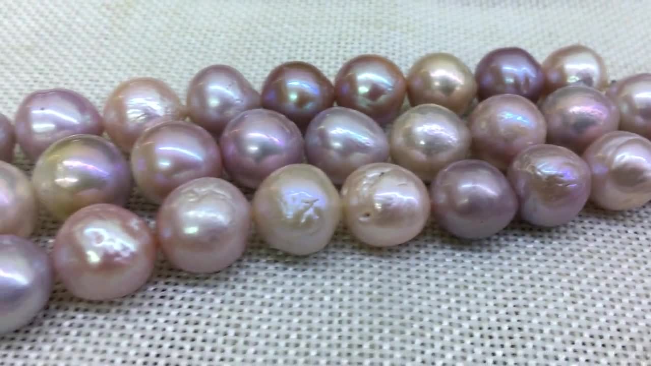 クリアランス！3連 11-14.5mm ラージバロック有核真珠ストランド 卸売