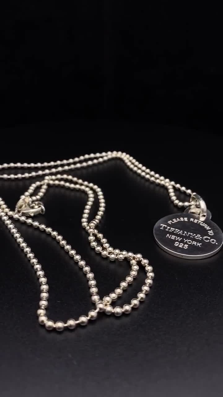 Tiffany & Co. Silver 925 Return To Tiffany Oval Tag Necklace 15.5
