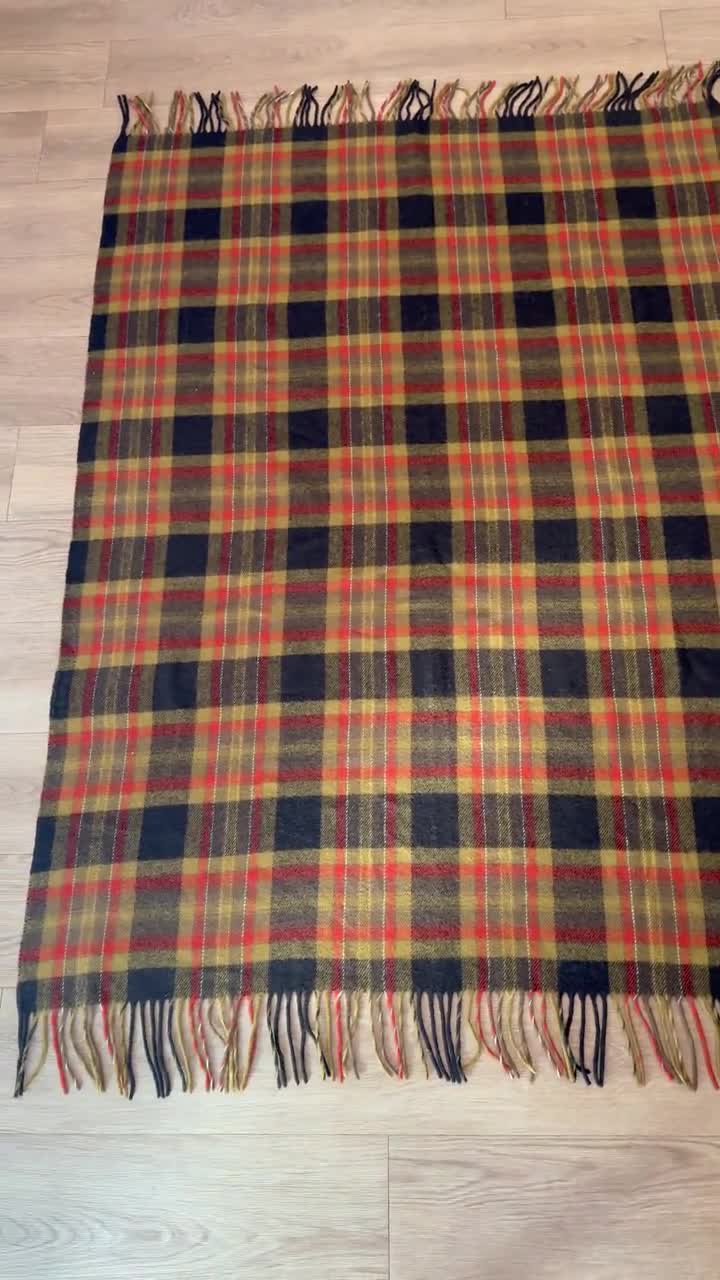 Vintage Pendleton Brown/Orange/Yellow Plaid Blanket, Vintage Pure Virgin Wool Thrown Blanket / Picnic Blanket, Autumn Fall Blankets video poster