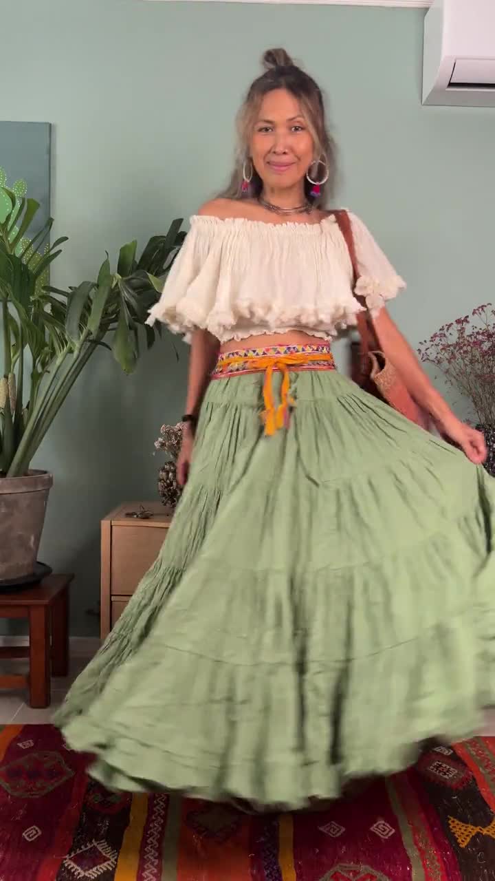 Boho 2 Piece Set in Skirt,off Shoulder Top,summer Cotton