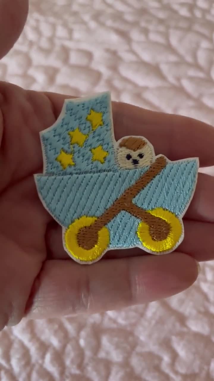 Baby Carriage Patch, Baby Boy Patch, Embroidered Patch, Tiny Patch