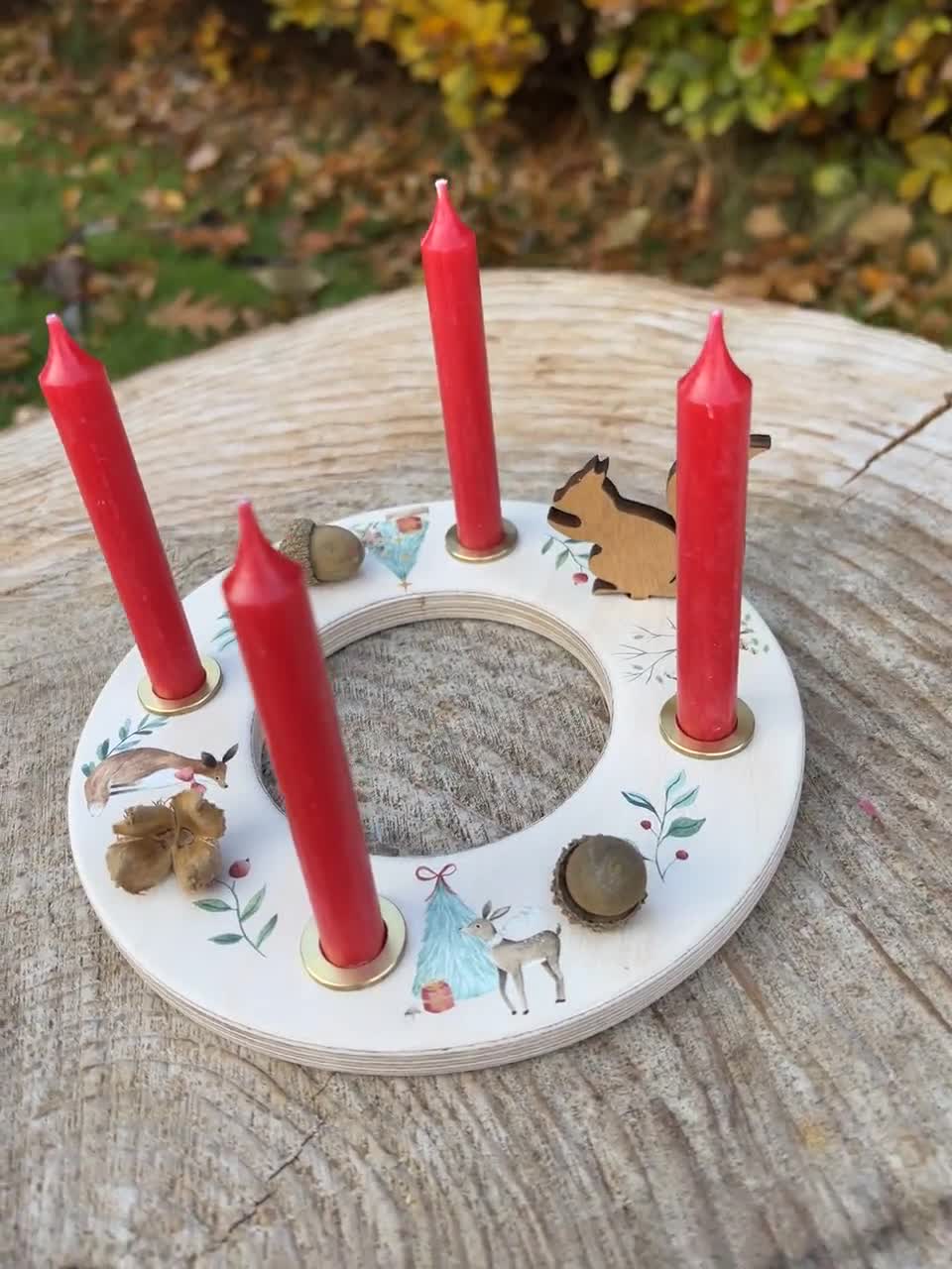 Candle Holder Advent Wreath Made of Wood Tealight Holder Engraved  Candlestick Sustainable Scandinavian Country House Set of 4 Made of Oak -   Israel