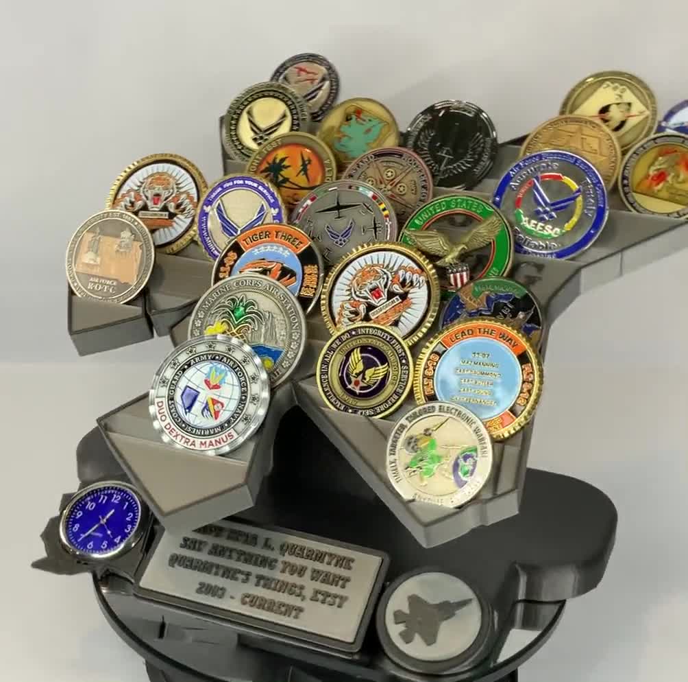 F-35 Coin Holder With Stand and Clock Option