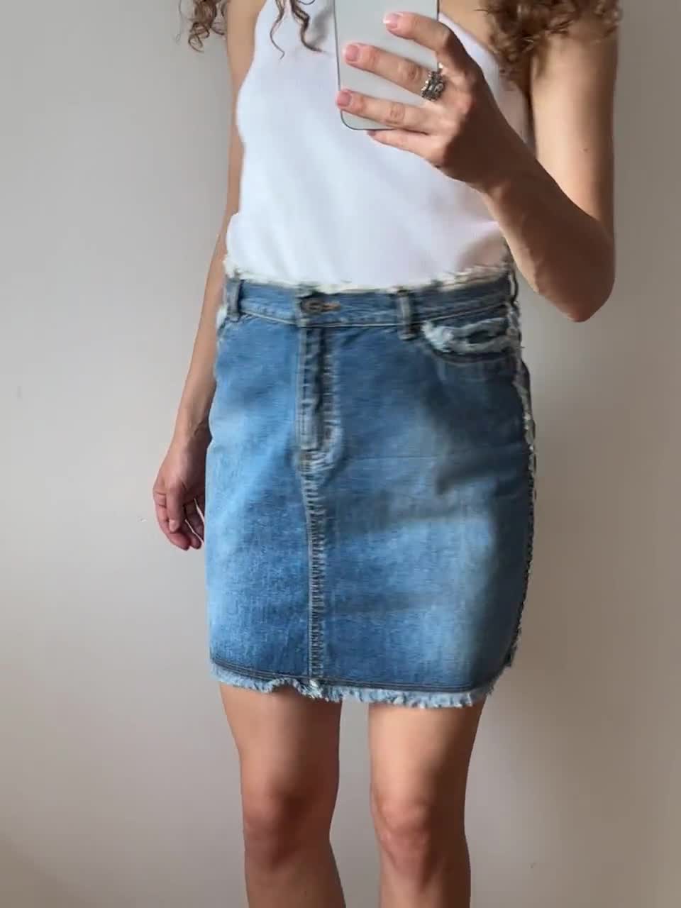 ◆2000Archives◆ EMBOSSED DENIM SKIRT ICE BLUE 2A25D2SK01GN EMBOSSED DENIM SKIRT (ICE BLUE) - 2000 Archives