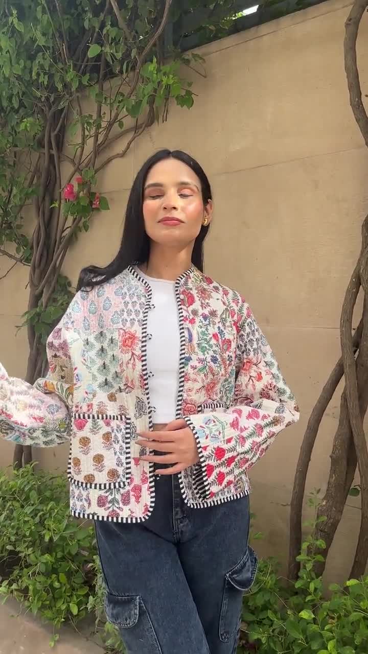 Patchwork Quilted Jackets Cotton Floral Bohemian Style Fall