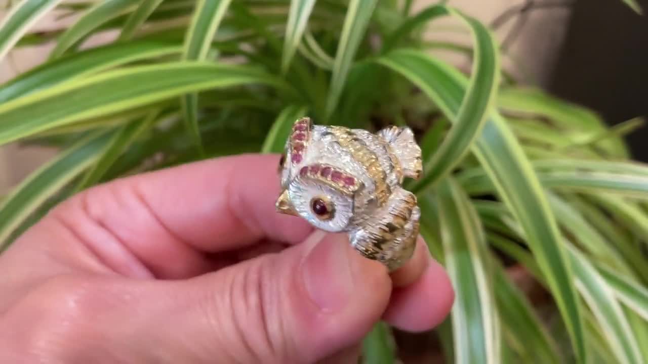 スターリングシルバーのステートメントハンドメイドフクロウリング