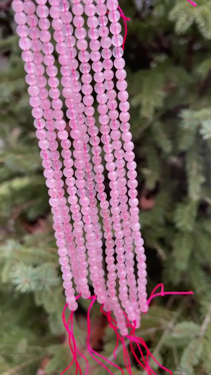 4mm Rose Quartz Crystal Beads, Round Pink Beads, Beads for