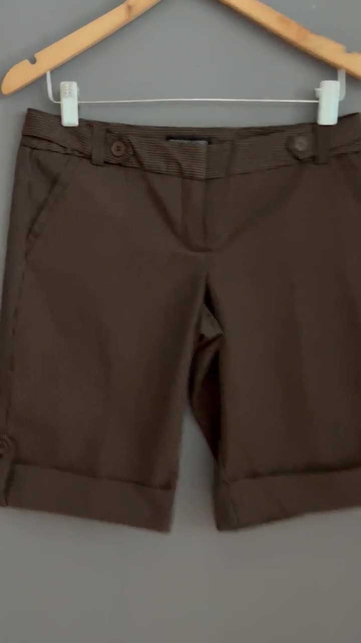 Vtg Y2K 2000's Topshop Sweet Bermuda Shorts Chocolate Brown White