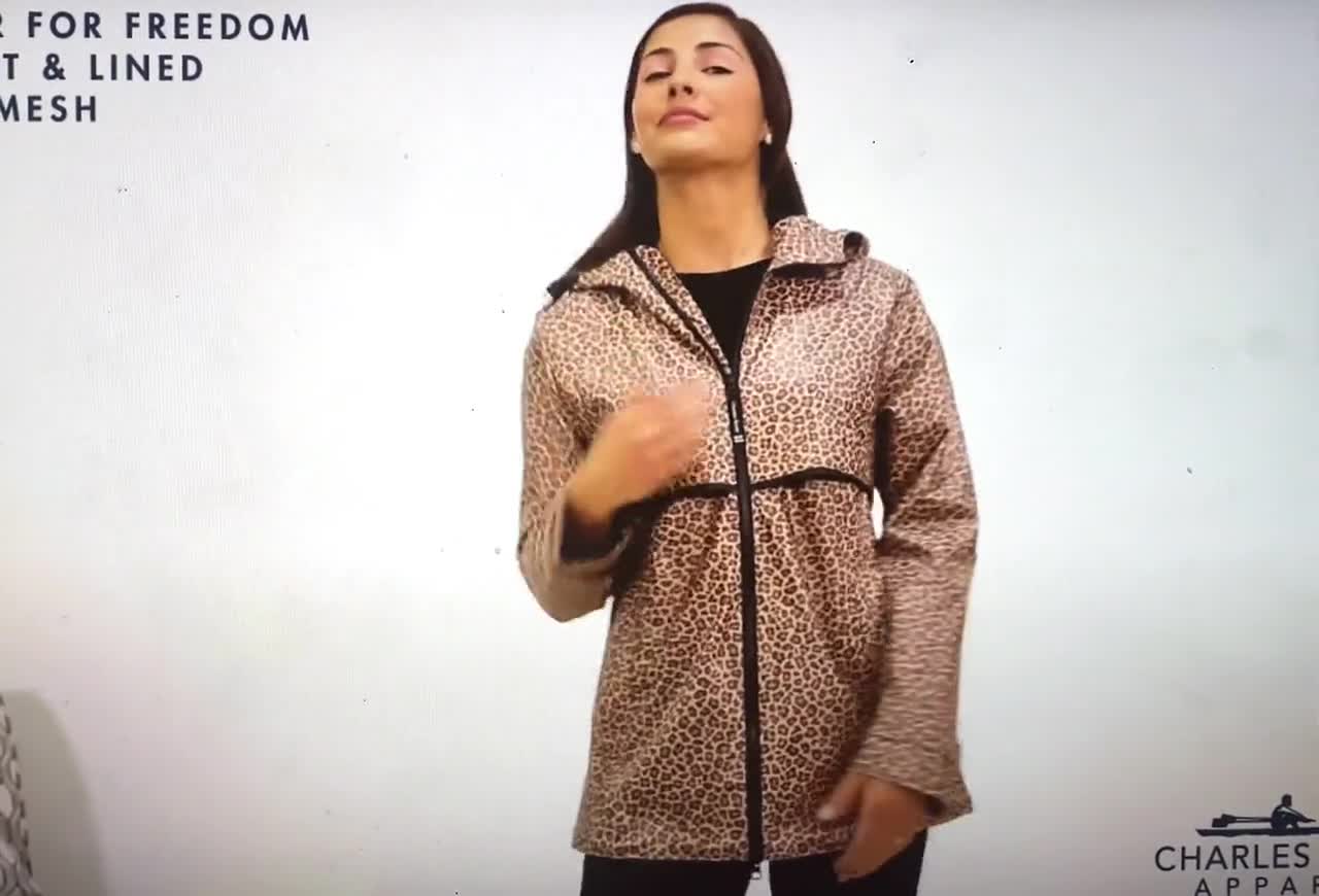 Rain Jacket Womens Monogrammed Rain Coat Leopard Print Wind -  Israel