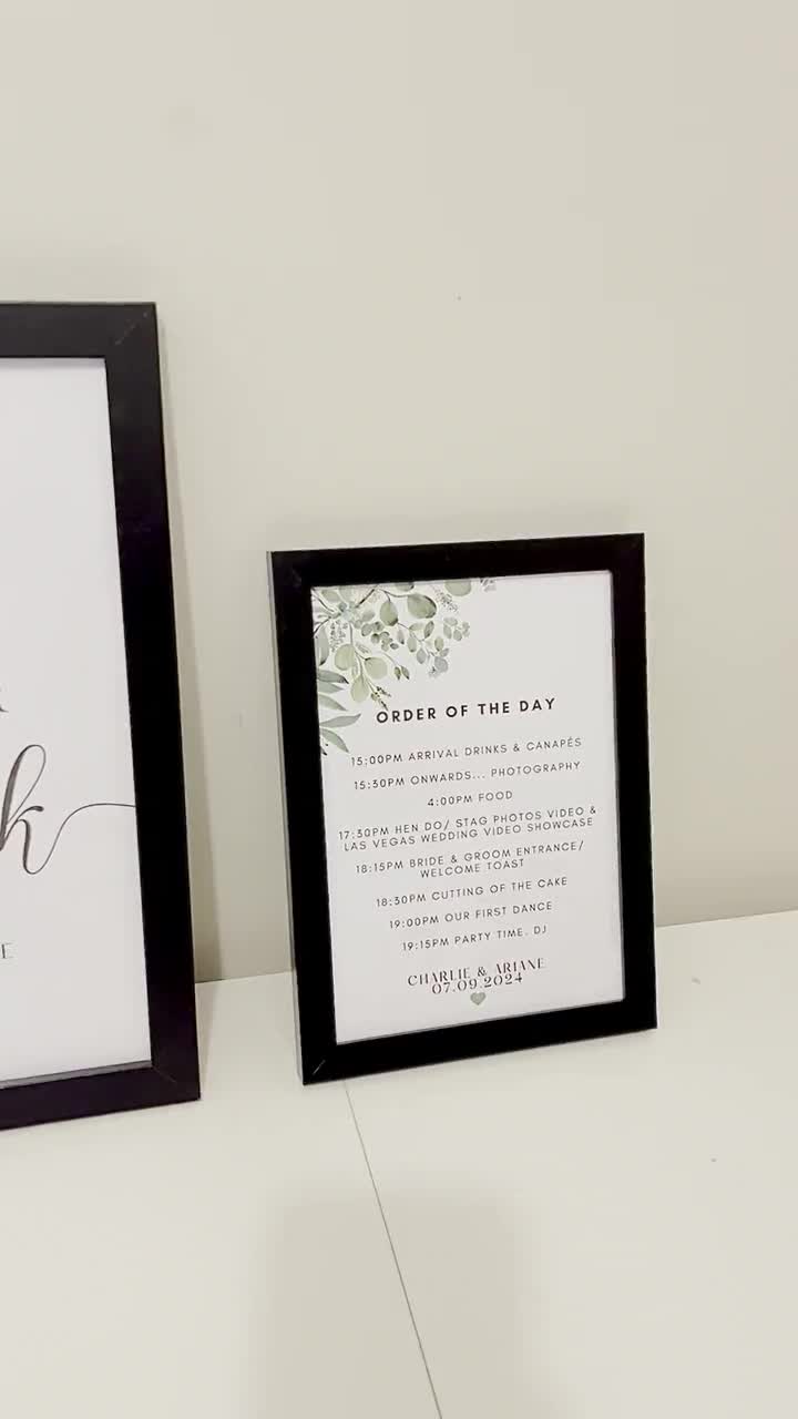 Letrero para baño de damas (A5, A4, A3)/ Póster personalizado para baño de fiesta de compromiso/ Recién comprometidos/ Minimalista con eucalipto floral y vegetación video poster