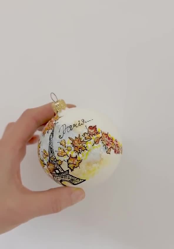 秋のパリのガラスのオーナメント、エッフェル塔のお土産、エッフェル塔