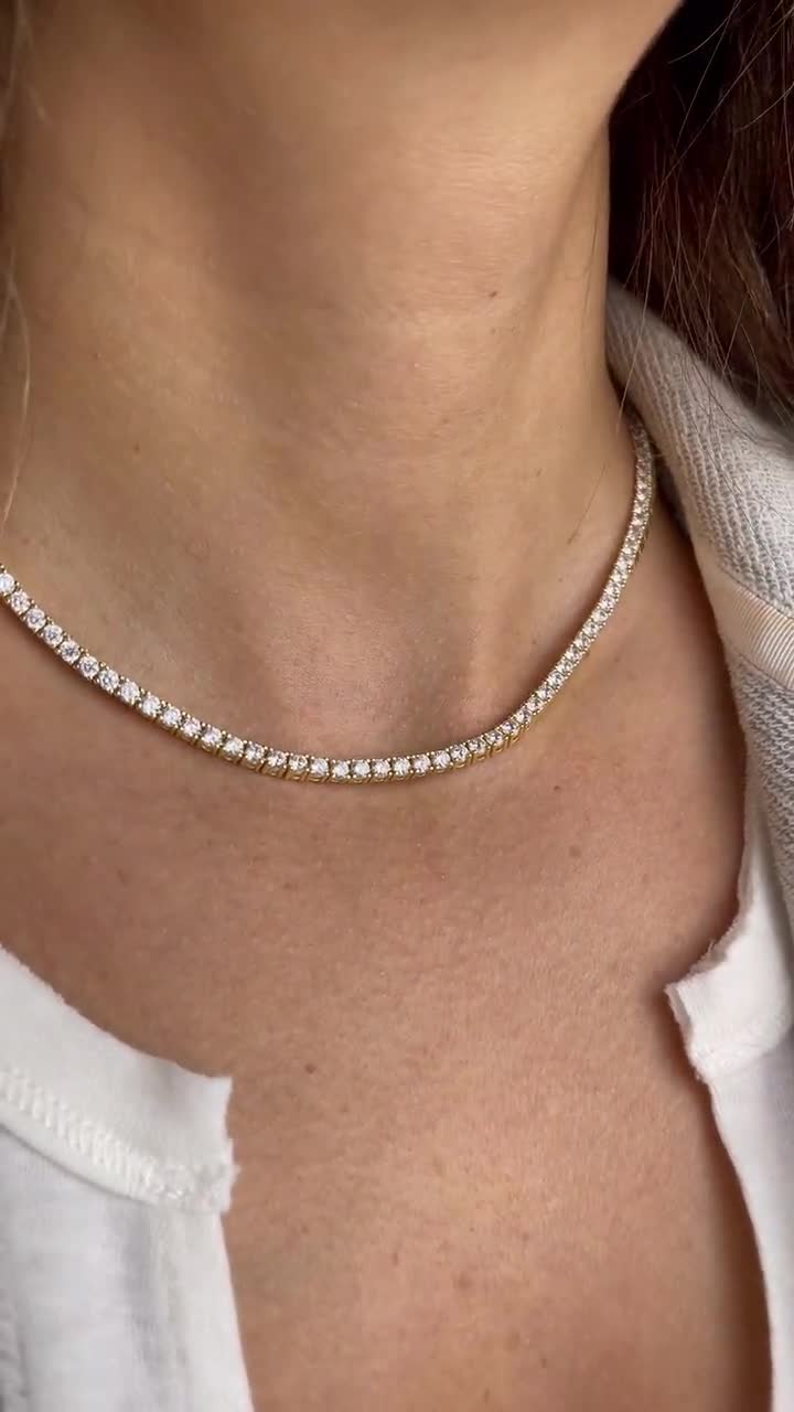Tennis Necklace, Diamond Necklace, Bridal Jewelry, Wedding Necklace, Bridal  Necklace, Gift for Her, Layering Necklace, CZ Tennis Necklace