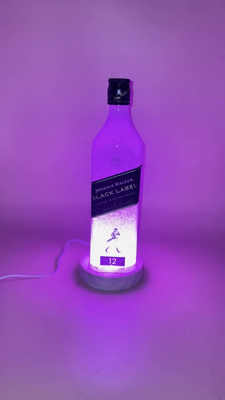 Johnny Walker Black Label Bottle Lamp, Color Changing LED Bar