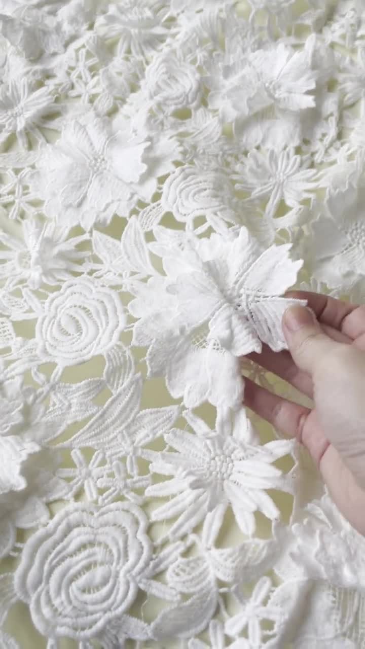 Stunning Heavy off White Guipure Lace Fabric, Floral Guipure Lace