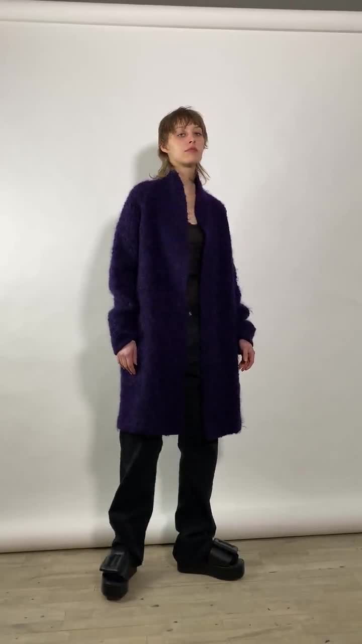 Purple long mohair coat