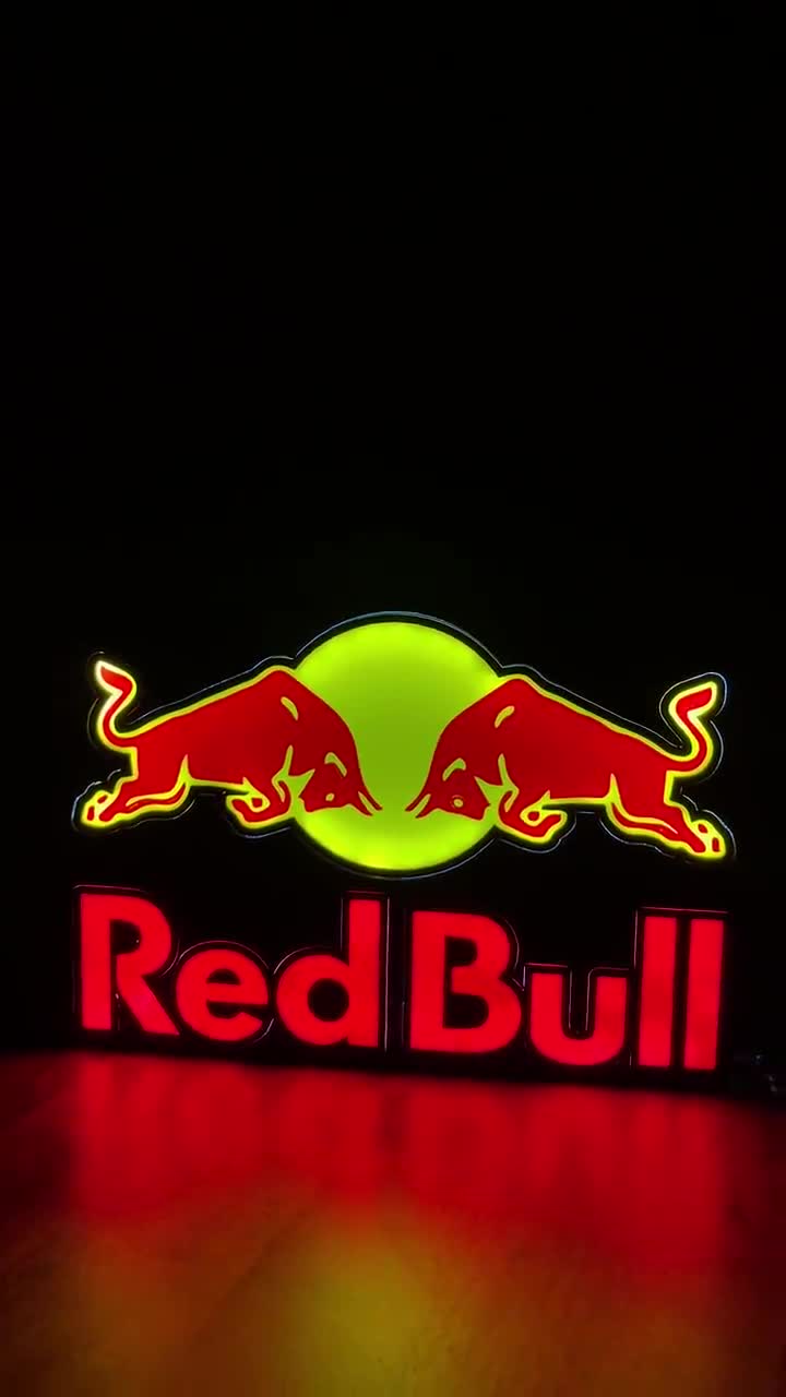 Znak LED Red Bull | Półka ekspozycyjna | Znak wyścigowy - Etsy Polska