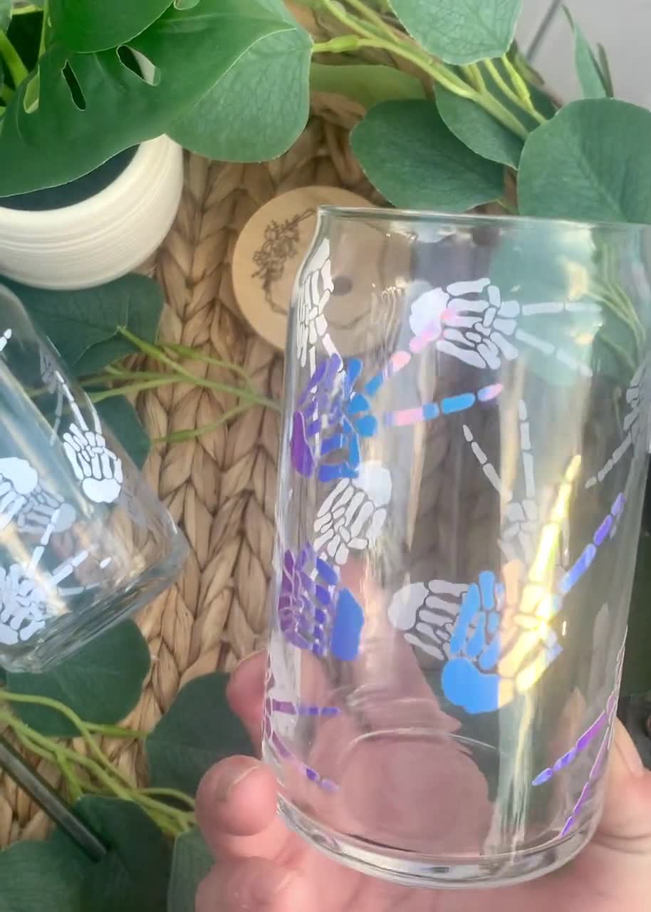 Skeleton Peace Beer Can Glass with Lid and Straw – Bella Vita Jewelry