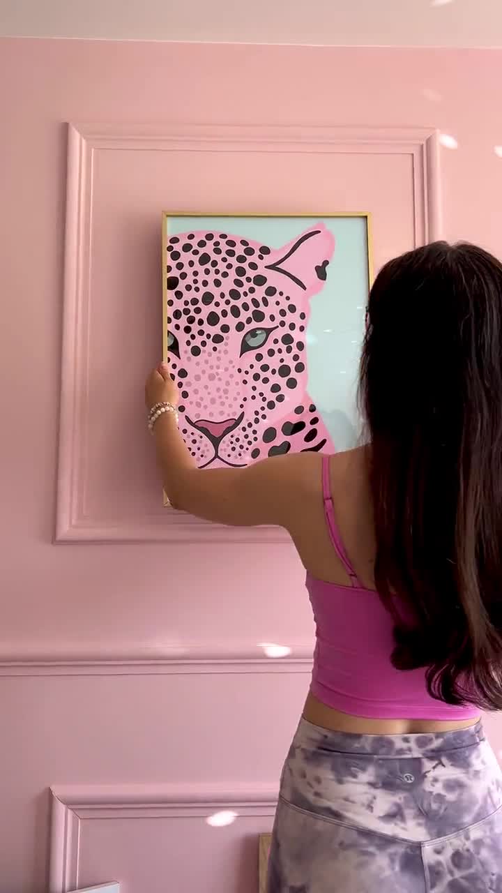 Pink Leopard Print Bedroom Wall Art Pastel Prints Pink