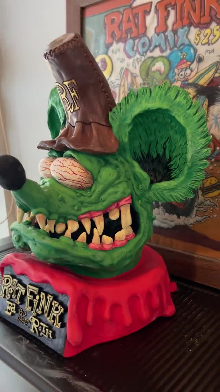 Rat Fink Head Figure Big Daddy 100% Handmade Sculpture Ceramic+