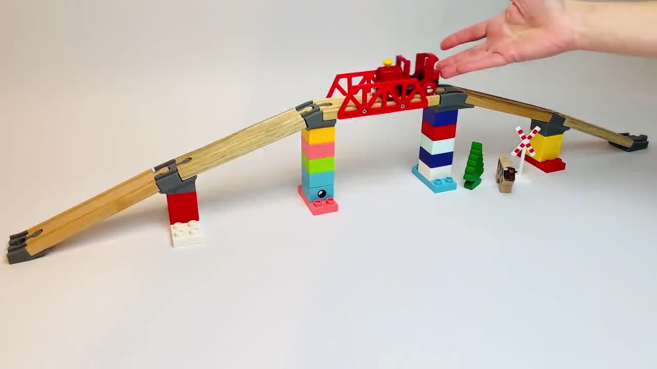 6 Adapter Bridge Up and Down Wooden Rail Building Blocks Compatible with Duplo Brio Thomas Lillabo IKEA