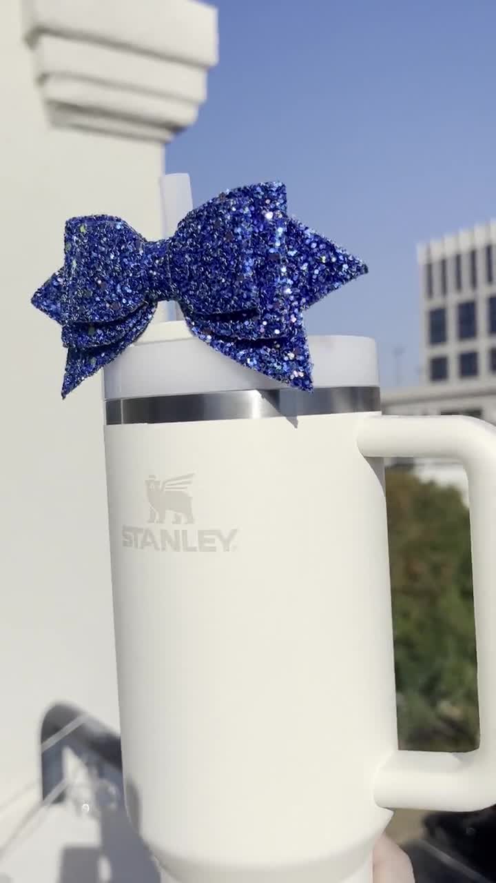 Glitter Bow Straw Toppers for Tumbler, Stanley Tumbler accessories,  Starbucks Tumbler Straw Accessories,Cheerleader Bow Tumbler Accessory