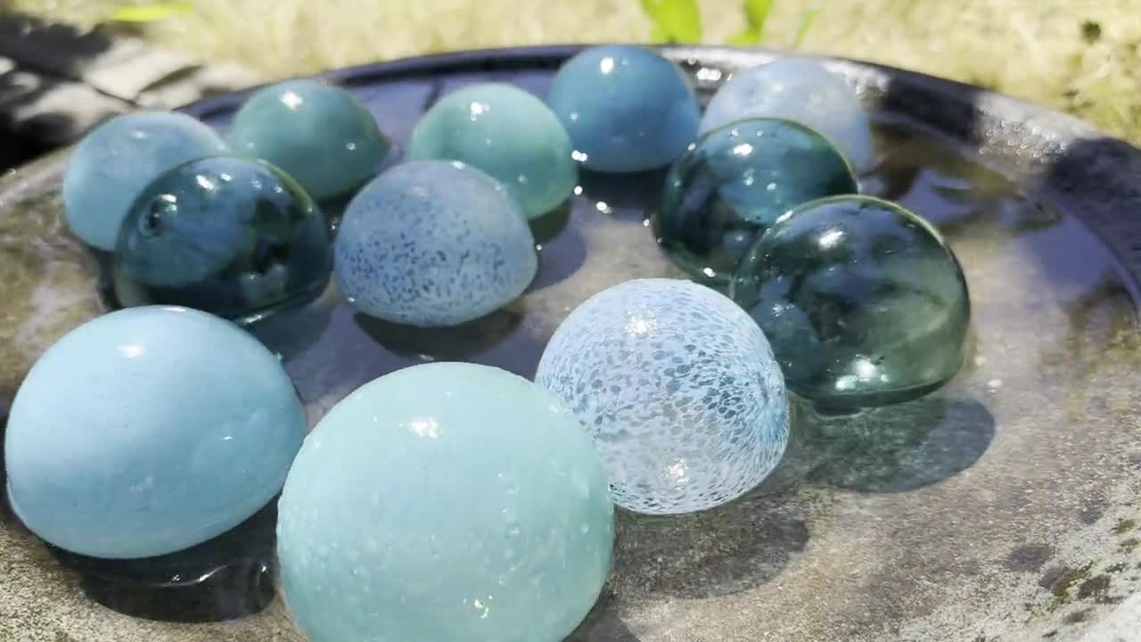Buy The Aquas, Set of 12 Blown Glass Balls, Small Decorative Floats,  Turquoise Blue Transparent Teal, Outdoor Garden Art Decor Avalon Glassworks  Online in India 
