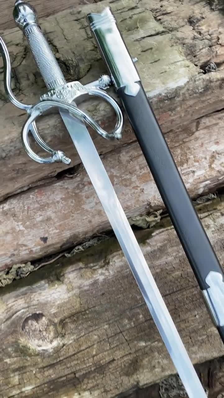 Hand Forged Zorro Rapier Replica - Stainless & Damascus Steel