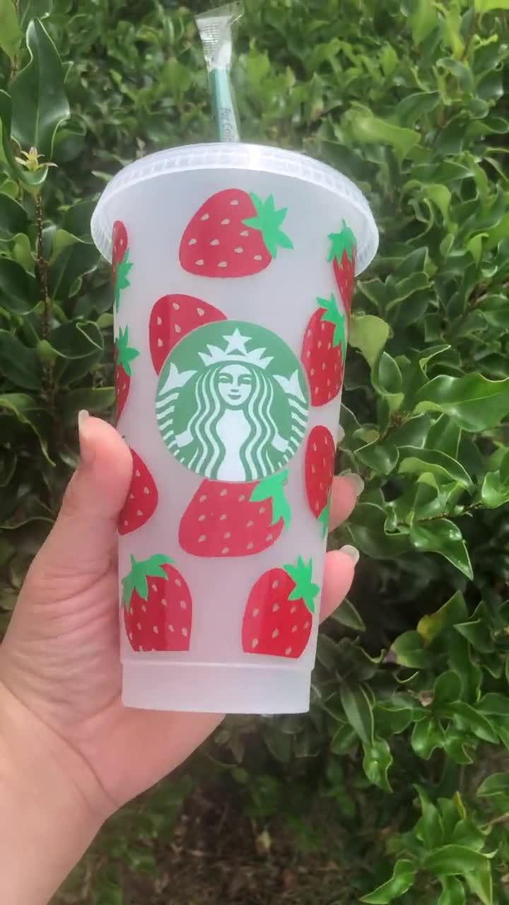 Strawberry Starbucks Cup With Straw Topper 