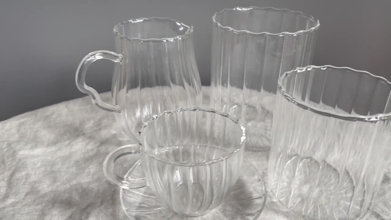 Scalloped Clear Tumbler Glass Cup