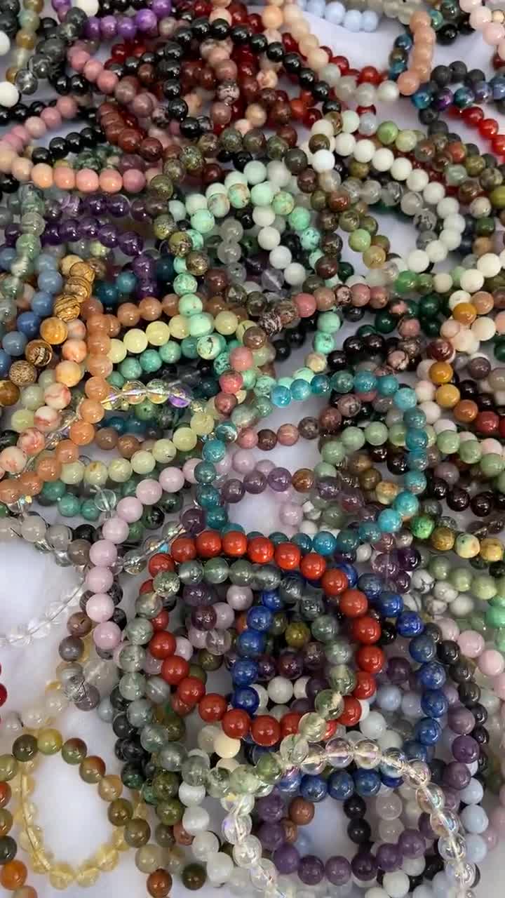 175PCS Nature Green King Stone Beads for Bracelets,6mm-10mm Bulk Loose  Round Gemstone Chakra Beads for DIY Bracelet Necklace Jewelry Making with