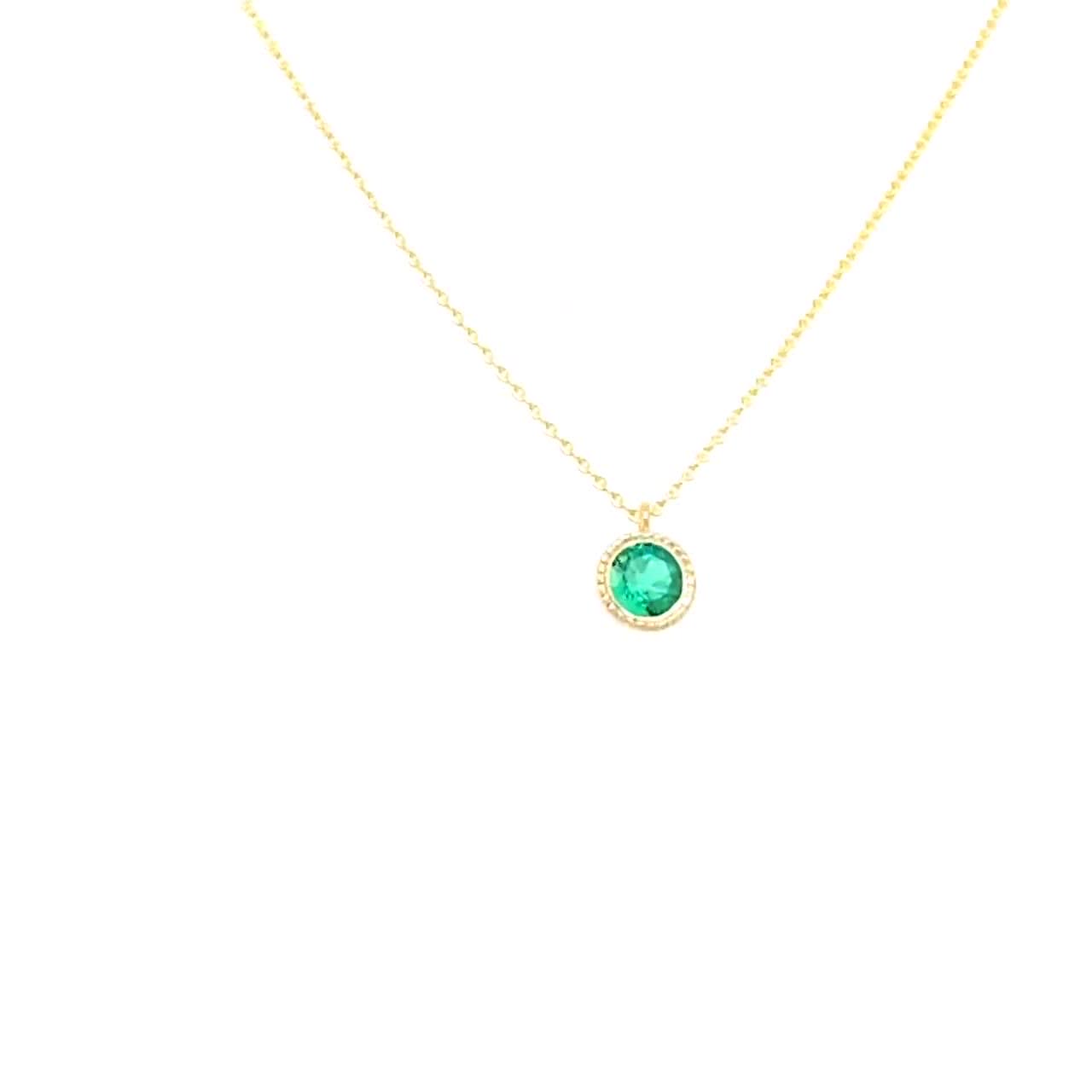 Short Emerald Pendant Gold Necklace for Women – JewelryByTm