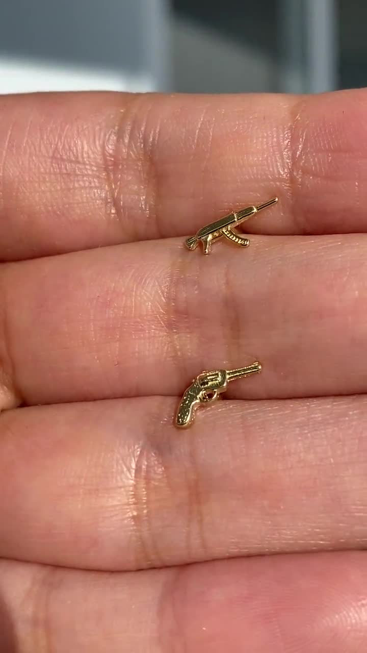 AK47 Piercing - 14 Carat Solid Gold Stud Piercing, Flat Back 