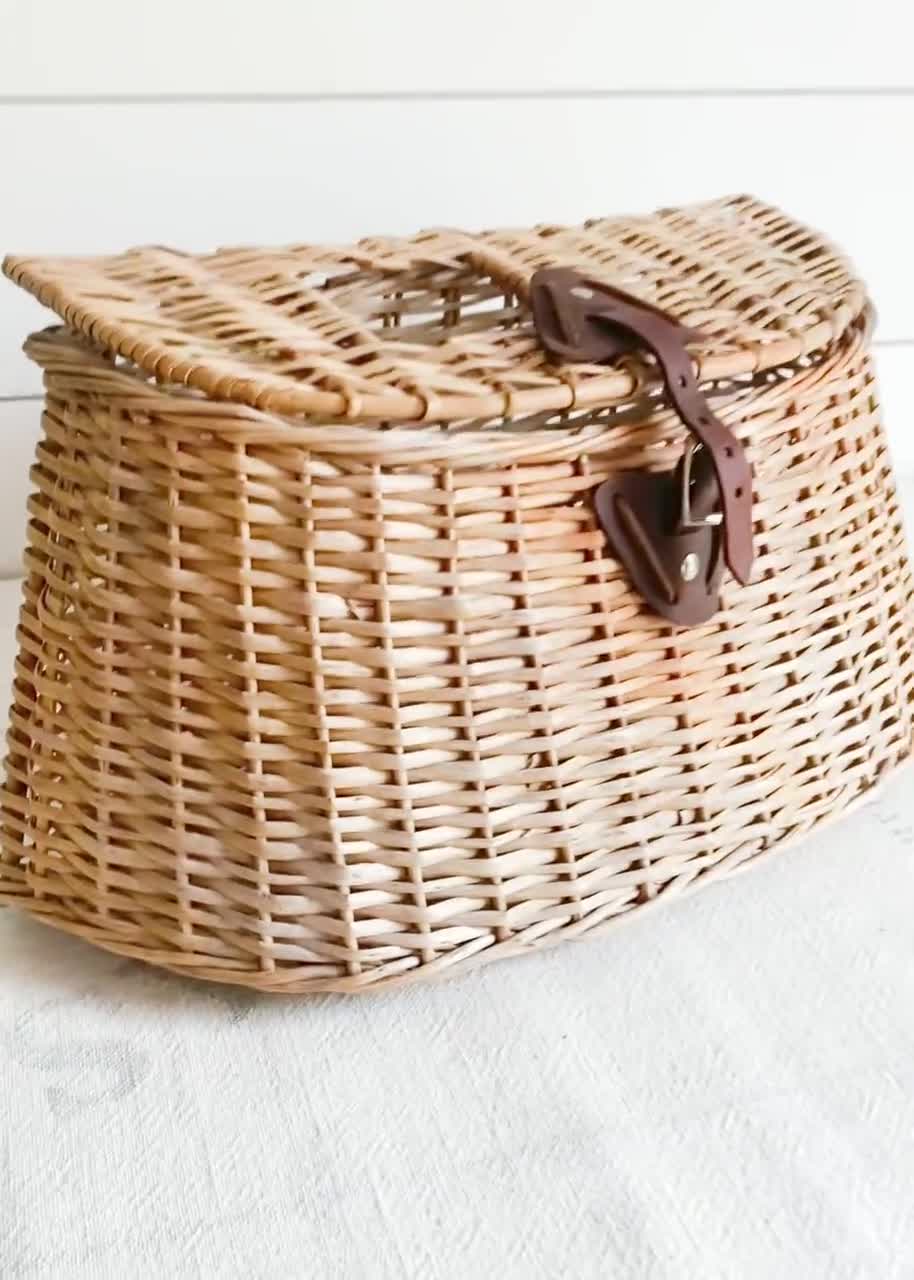 Rare Vintage Fishing Creel, Unique Vintage Wicker Fishing Basket, Old  Fishing Creel, Leather and Wicker Fishing Creel, Willow Fishing Creel -   UK