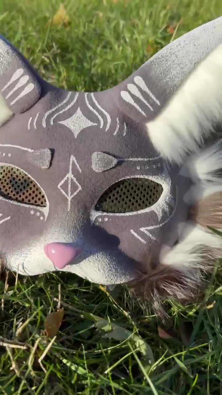 獣人猫マスク 神秘的な手作り猫コスプレアクセサリー 獣人ギフト 猫型