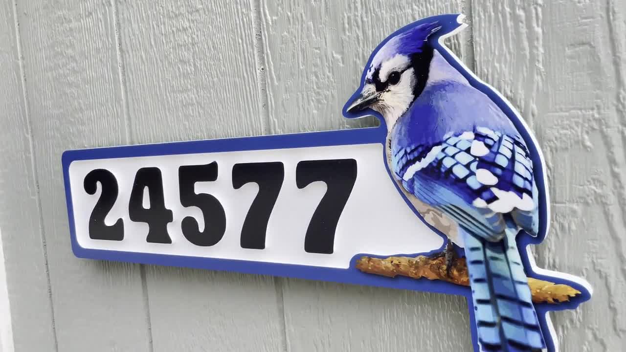 Blue Jay Address Sign for House Blue Jay House Numbers 