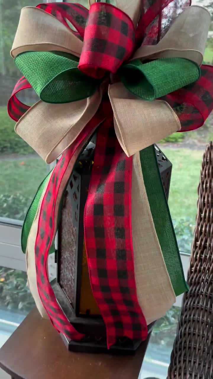 Tree Topper Bow, Large Farmhouse Christmas Bow for Christmas Tree or Lamp  Post: Red, Green, and Faux Burlap Christmas Bow -  Australia