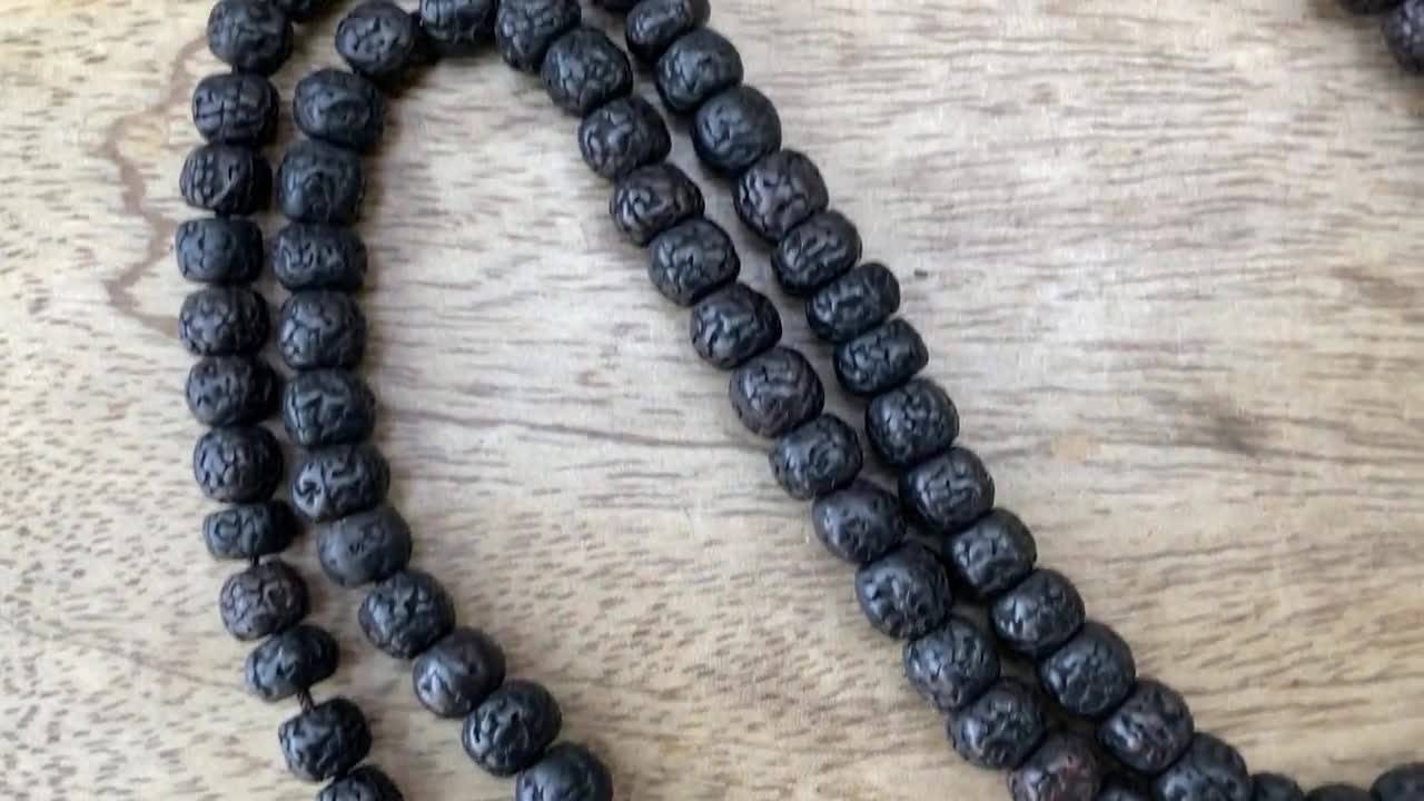 108 Light Brown Skull Prayer Beads Mala, Skull Meditation Mala