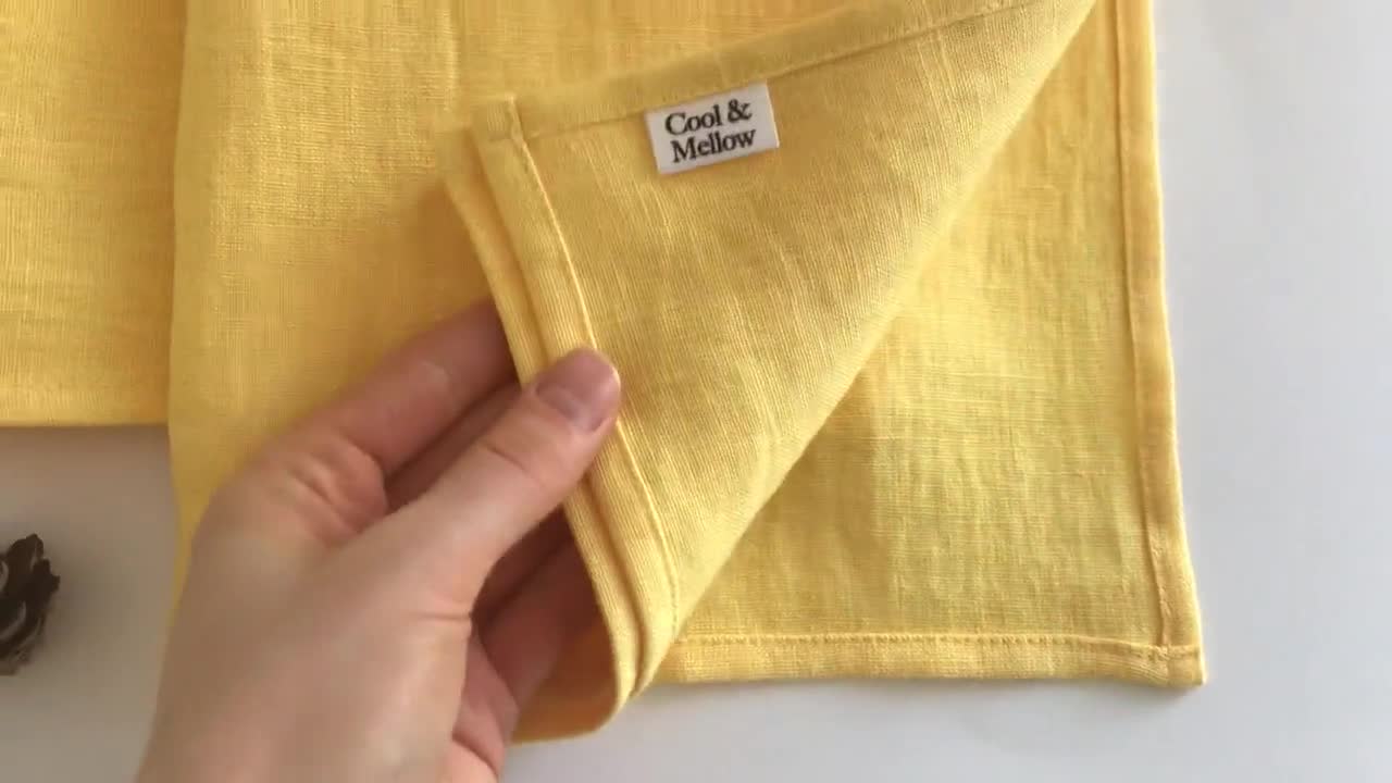 Set 8 Tovaglioli Di Stoffa MLMW – Cotone E Lino Giallo Primavera, 40x40 Cm, Lavabili Per Matrimoni E Feste - 4